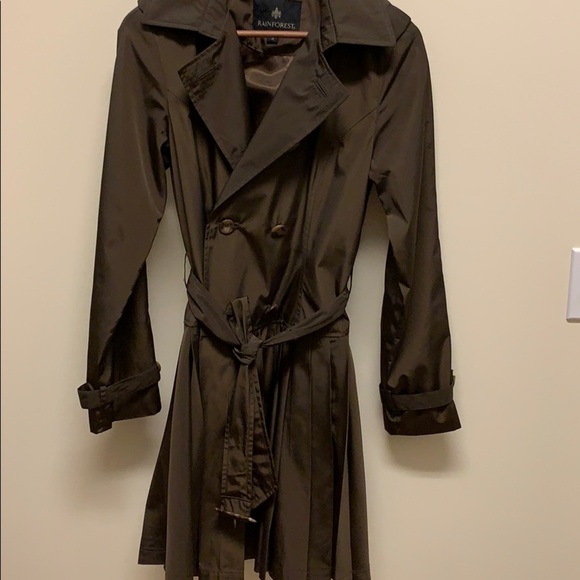 Rainforest Pleated Brown Trench Coat sz S - Picture 8 of 11
